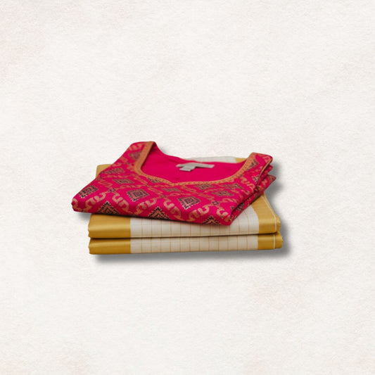 Traditional Kuthampully Set Mundu with Gold Border